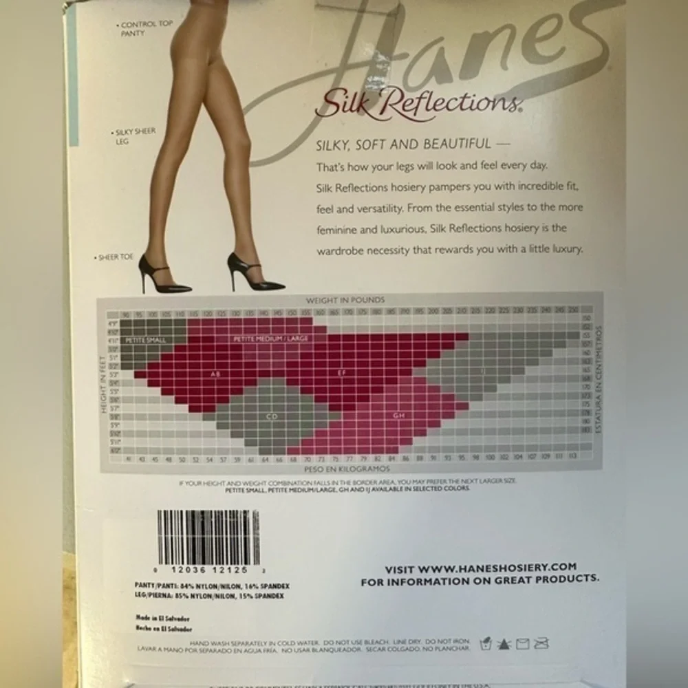 Hanes‎ Silk Reflections Control Top Hosiery Sheer Tor Vintage Style 717 Size EF